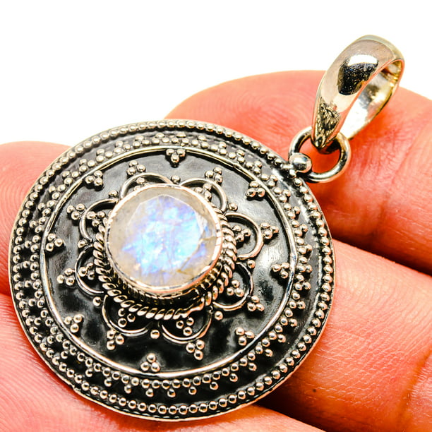 HANDMADE Sterling Silver Fine Jewelry Moonstone Gemstone Star & moon Pendant